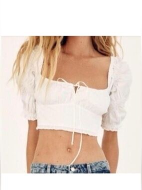 NEW Zara Smocked Backless Cropped Blouse - S